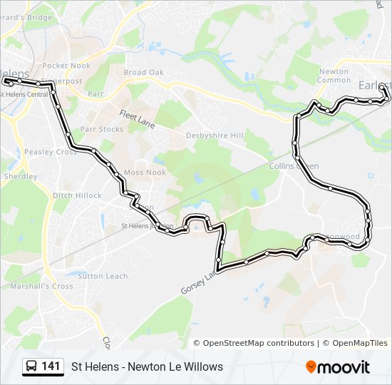 Bus 141 Route Map 141 Route: Schedules, Stops & Maps - Earlestown (Updated)