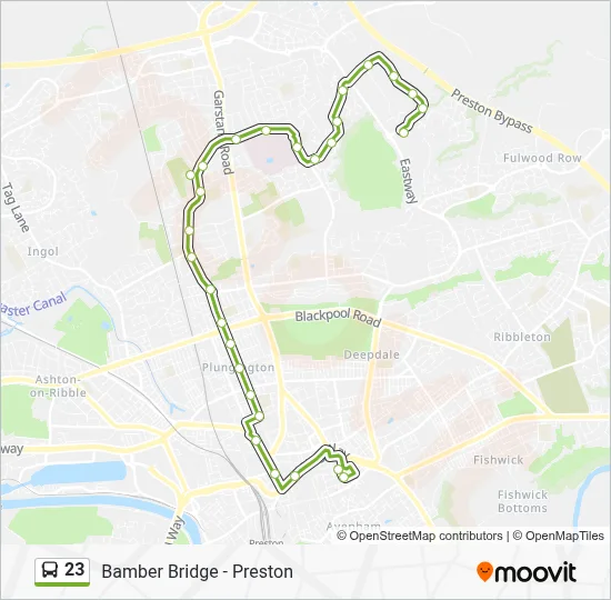 23 Route: Timetables, Stops & Maps - Preston Bus Stn (Updated)