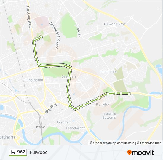 Bus 962 Route Map 962 Route: Schedules, Stops & Maps - Fulwood (Updated)