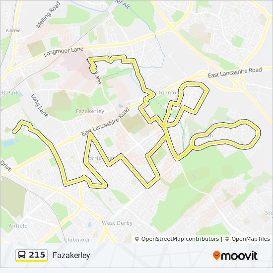 215 Bus Route Map 215 Route: Schedules, Stops & Maps - Fazakerley (Updated)