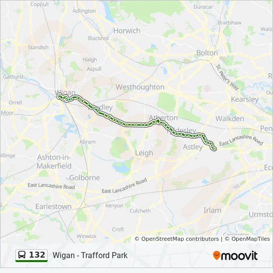 Bus 132 Route Map 132 Route: Schedules, Stops & Maps - Higher Ince (Updated)