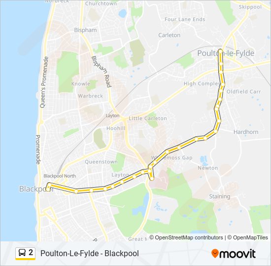 2 Route: Schedules, Stops &amp; Maps - Poulton-Le-Fylde (Updated)