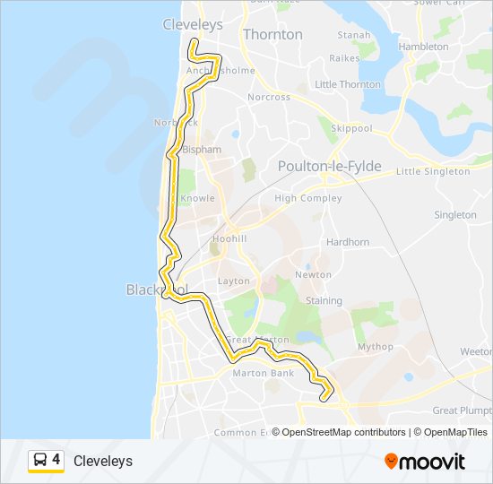 4 Route: Schedules, Stops & Maps - Cleveleys (Updated)