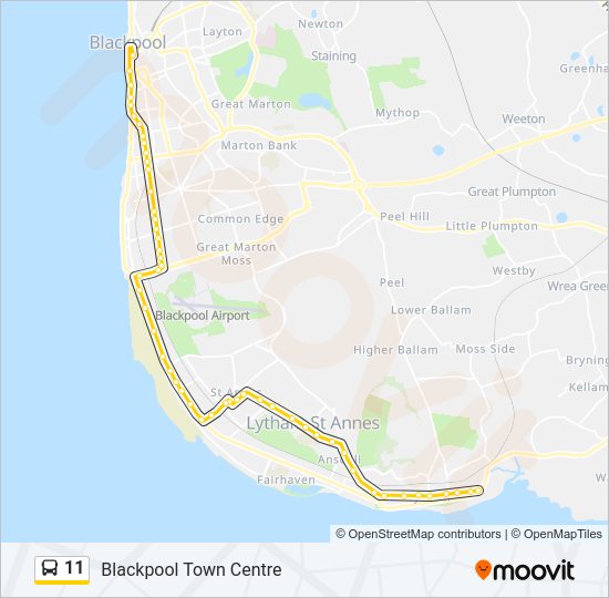 11 Route: Schedules, Stops & Maps - Blackpool Town Centre (Updated)