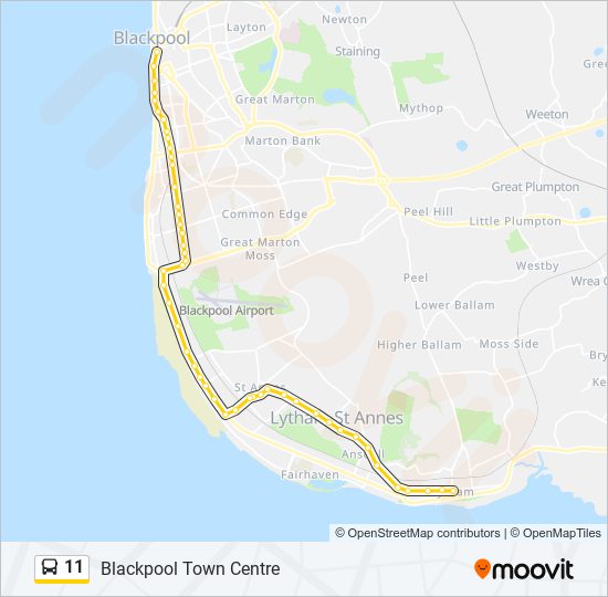 11 Route: Schedules, Stops & Maps - Blackpool Town Centre (Updated)