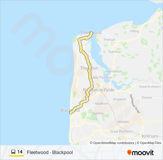 Show Me The Route To 14 Route: Schedules, Stops & Maps - Blackpool Town Centre (Updated)