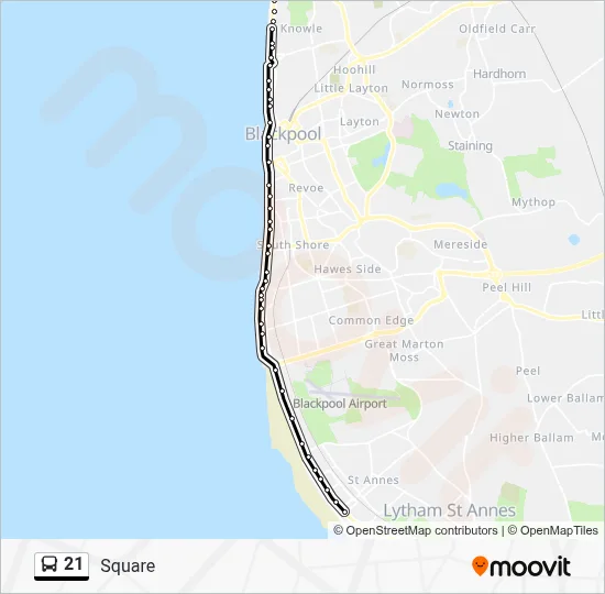 21 Route: Schedules, Stops & Maps - Square (Updated)