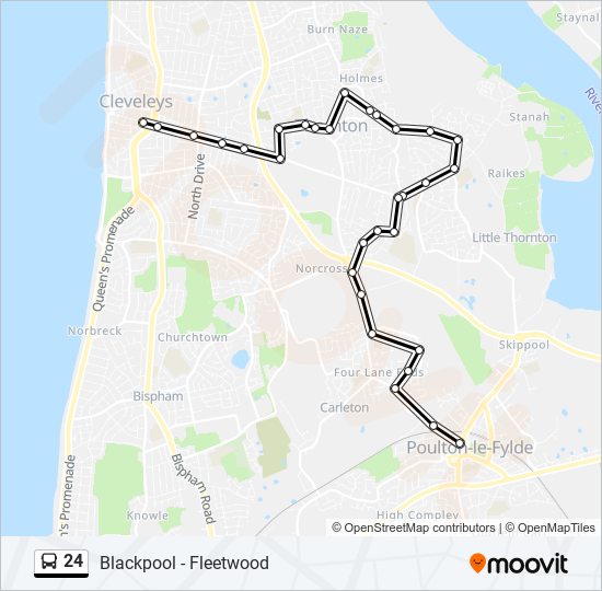 24 Route: Schedules, Stops & Maps - Cleveleys (Updated)