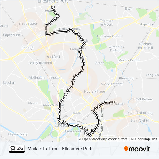 Bus 26 Route Map 26 Route: Schedules, Stops & Maps - Ellesmere Port (Updated)