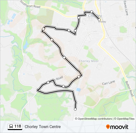 Bus 118 Route Map 118 Route: Schedules, Stops & Maps - Chorley Town Centre (Updated)