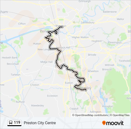 119 Route Schedules, Stops & Maps Preston City Centre (Updated)