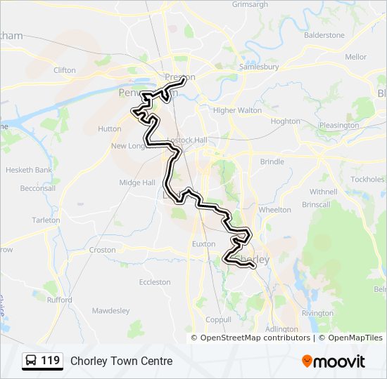 Bus 119 Route Map 119 Route: Schedules, Stops & Maps - Chorley Town Centre (Updated)