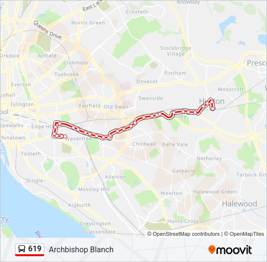 619 Bus Line Map
