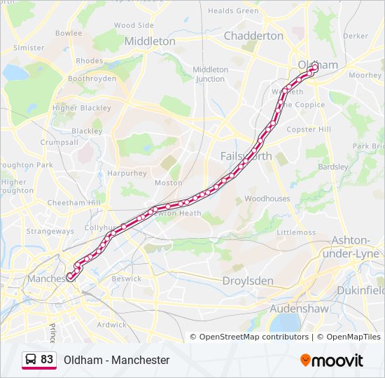 Bus 83 Route Map 83 Route: Schedules, Stops & Maps - Oldham (Updated)