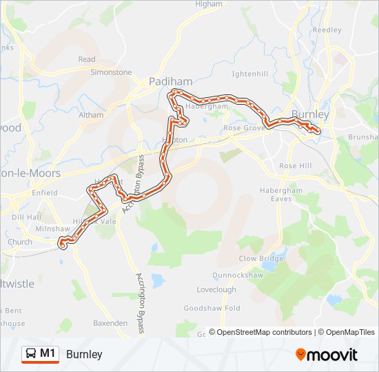 m1 Route Schedules, Stops & Maps Burnley (Updated)