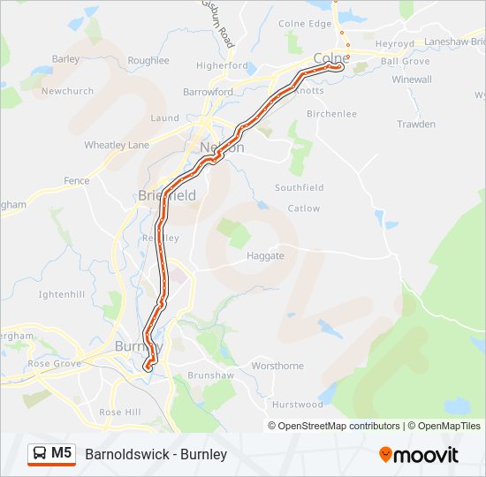 M5 Bus Route Map M5 Route: Schedules, Stops & Maps - Burnley (Updated)