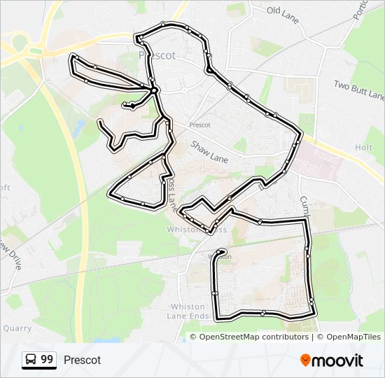 Bus 99 Route Map 99 Route: Schedules, Stops & Maps - Prescot (Updated)