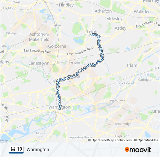 19 Route: Schedules, Stops & Maps - Warrington (Updated)