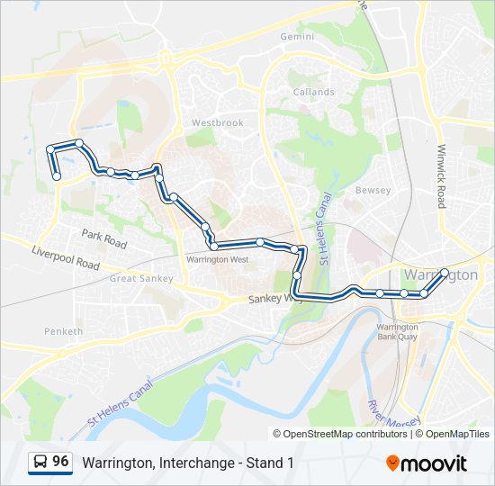 96 Bus Line Map