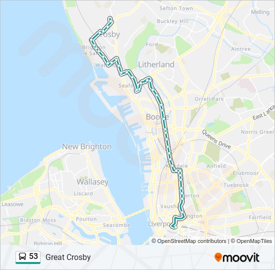 Bus 53 Route Map 53 Route: Schedules, Stops & Maps - Great Crosby (Updated)