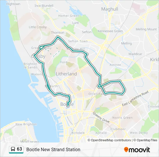 63 Route: Schedules, Stops & Maps - Bootle New Strand Station (Updated)