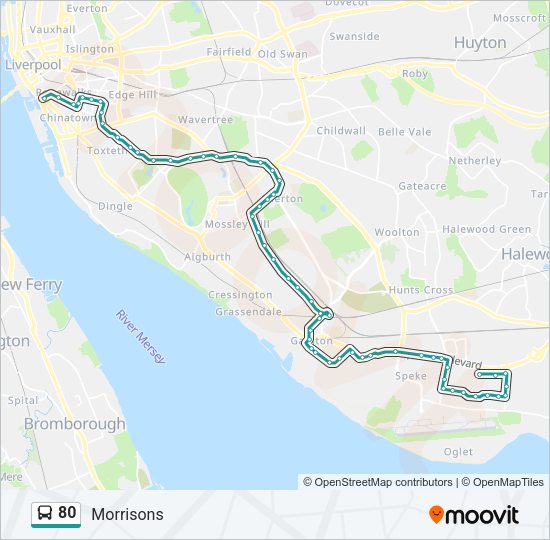 80 Bus Line Map
