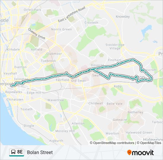 8E Bus Line Map