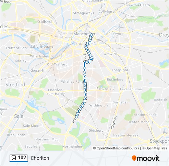 Bus 102 Route Map 102 Route: Schedules, Stops & Maps - Chorlton (Updated)