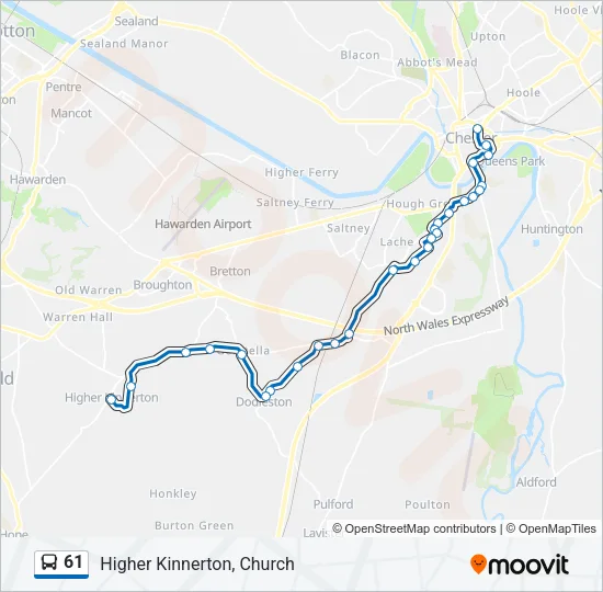 61 Bus Line Map