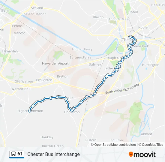 61 Bus Line Map
