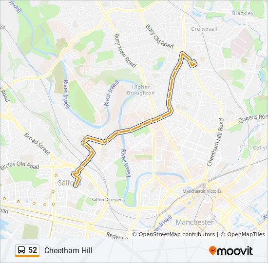 Bus 52 Route Map 52 Route: Schedules, Stops & Maps - Cheetham Hill (Updated)