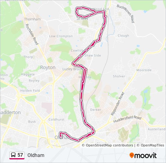 Bus 57 Route Map 57 Route: Schedules, Stops & Maps - Oldham (Updated)