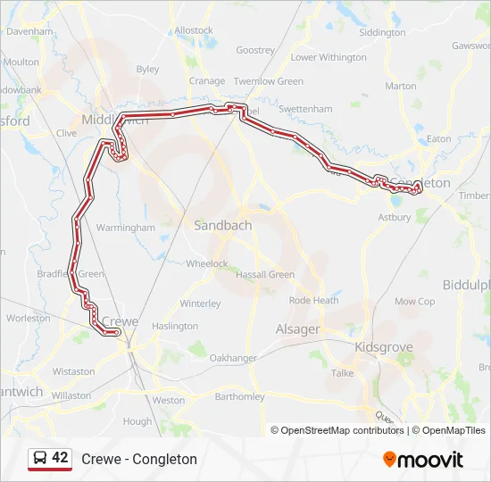 42 Route: Schedules, Stops & Maps - Crewe Bus Station (Updated)