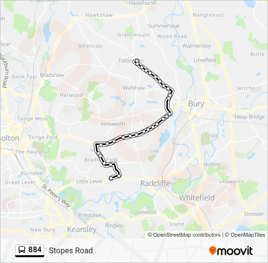 884 Route: Schedules, Stops & Maps - Stopes Road (Updated)