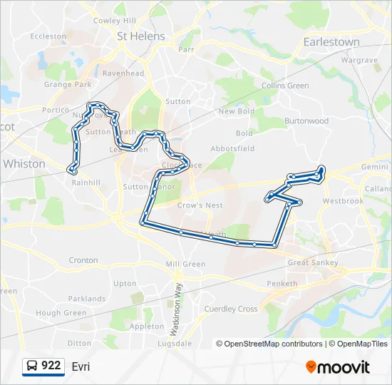 922 Route: Schedules, Stops & Maps - Evri (Updated)