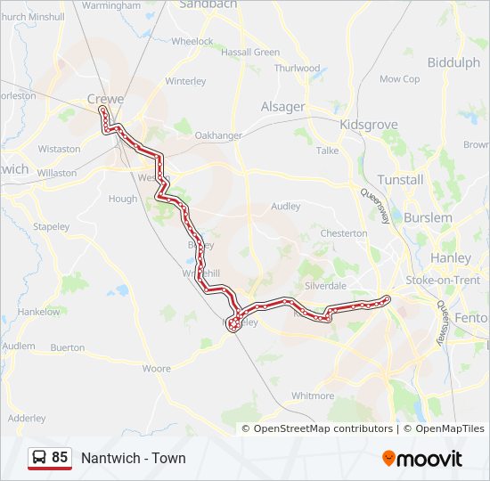 Bus 85 Route Map 85 Route: Schedules, Stops & Maps - Crewe (Updated)