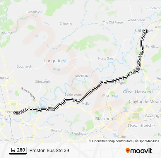 280 Route: Schedules, Stops & Maps - Preston Bus Std 39 (Updated)