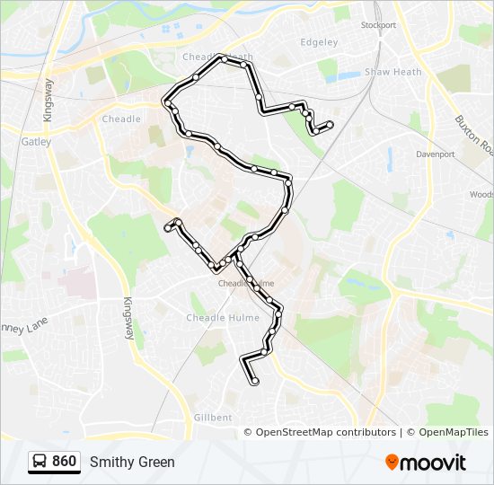 Bus 860 Route Map 860 Route: Schedules, Stops & Maps - Smithy Green (Updated)