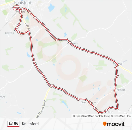86 Route: Schedules, Stops & Maps - Knutsford Bus Station (Updated)