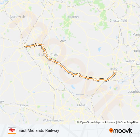 EAST MIDLANDS RAILWAY Train Line Map