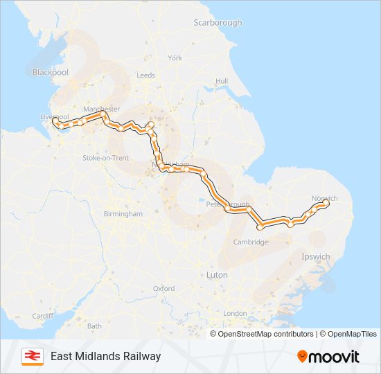 EAST MIDLANDS RAILWAY Train Line Map