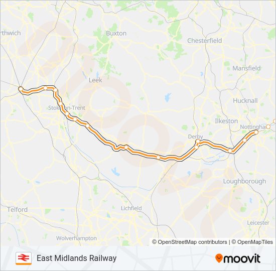 Crewe Train Line Map East Midlands Railway Route: Schedules, Stops & Maps - Crewe (Updated)