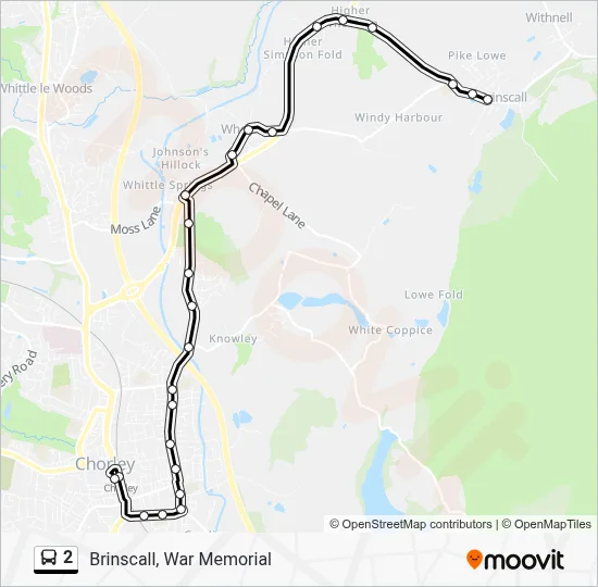 2 Route: Schedules, Stops & Maps - Brinscall, War Memorial (Updated)