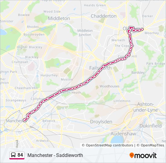 Bus 84 Route Map 84 Route: Schedules, Stops & Maps - Oldham Mumps (Updated)