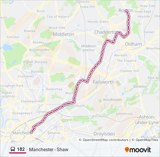 Bus 182 Route Map 182 Route: Schedules, Stops & Maps - Royton (Updated)