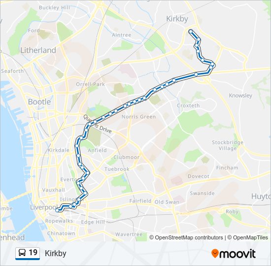 19 bus Line Map