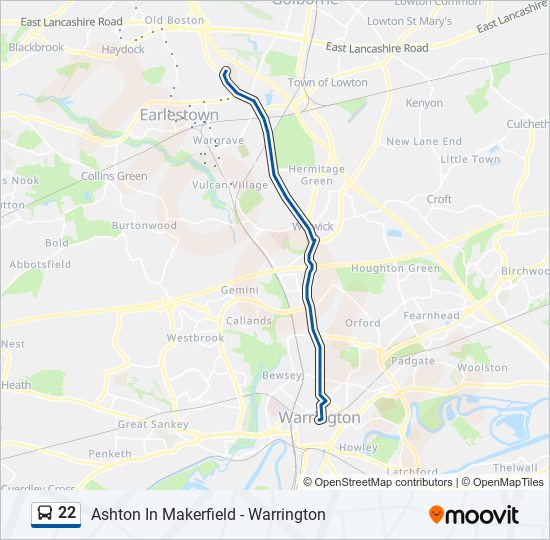 Bus 22 Route Map 22 Route: Schedules, Stops & Maps - Warrington (Updated)