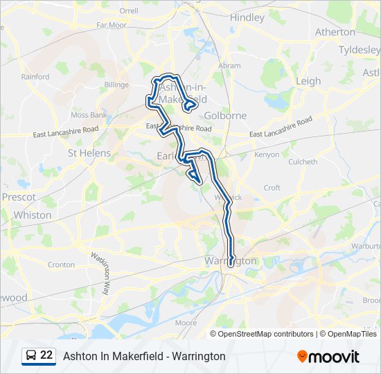 22 Route: Schedules, Stops & Maps - Warrington (Updated)