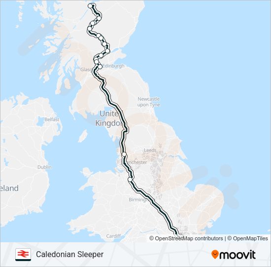 CALEDONIAN SLEEPER Train Line Map