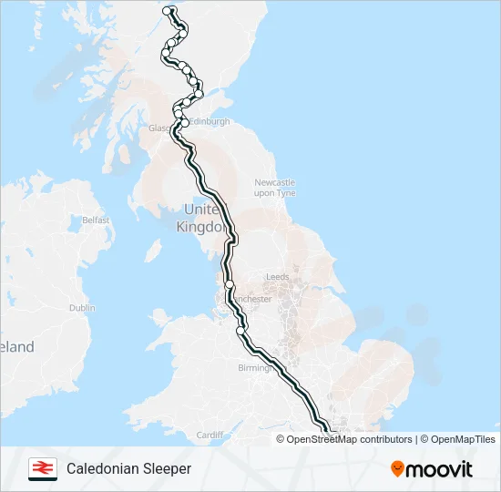 CALEDONIAN SLEEPER Train Line Map